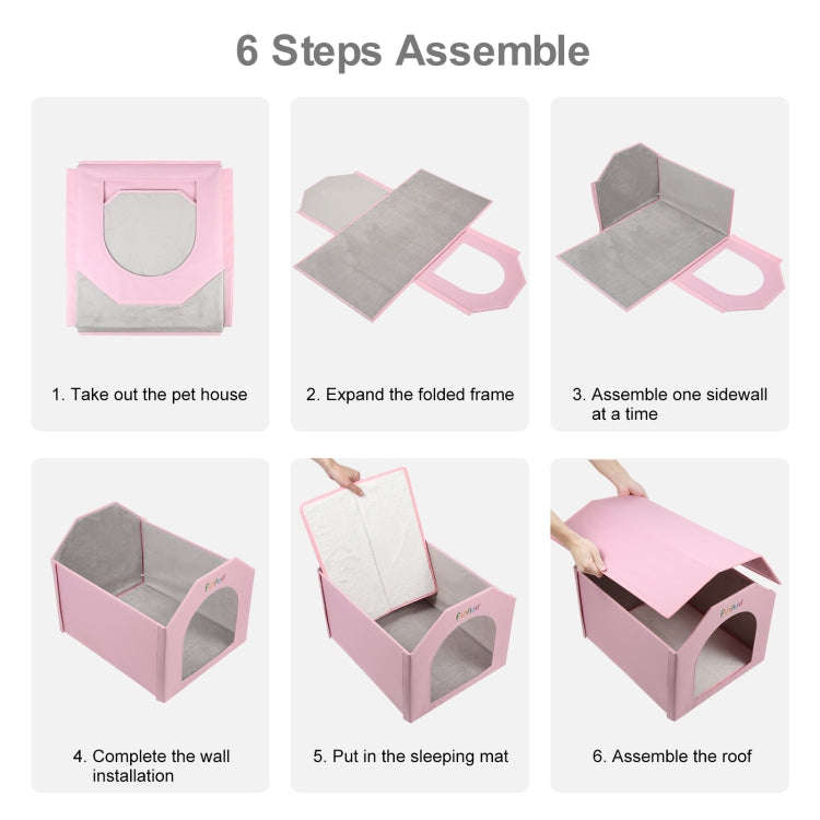 FUNADD Extra Large Folding Weatherproof Pet Houses with Removable Mat (Pink)