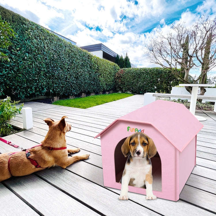 FUNADD Extra Large Folding Weatherproof Pet Houses with Removable Mat (Pink)