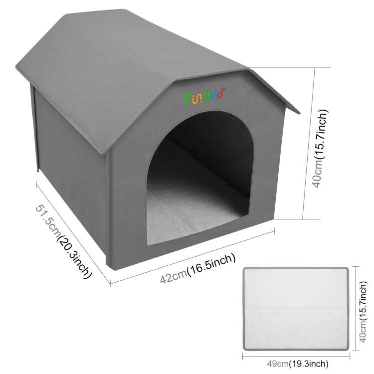 FUNADD Extra Large Folding Weatherproof Pet Houses with Removable Mat (Grey)