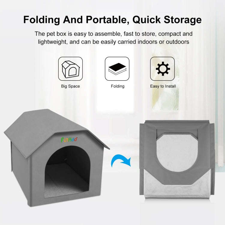 FUNADD Extra Large Folding Weatherproof Pet Houses with Removable Mat (Grey)