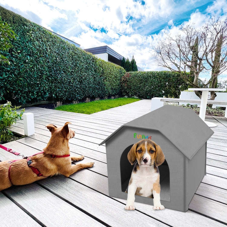 FUNADD Extra Large Folding Weatherproof Pet Houses with Removable Mat (Grey)
