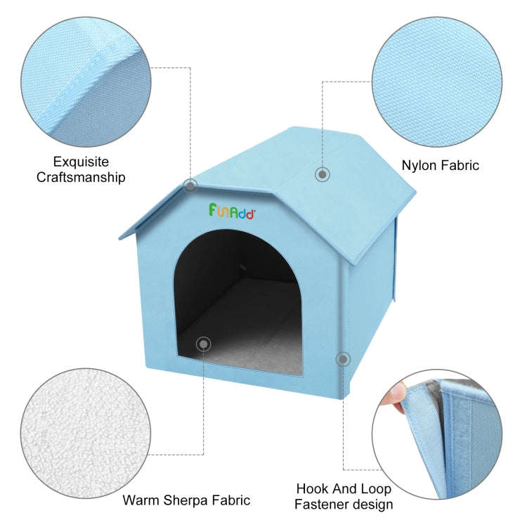 FUNADD Extra Large Folding Weatherproof Pet Houses with Removable Mat (Blue)