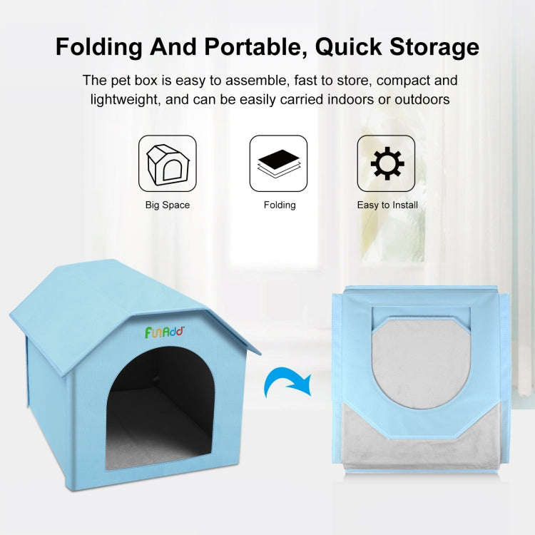 FUNADD Extra Large Folding Weatherproof Pet Houses with Removable Mat (Blue)