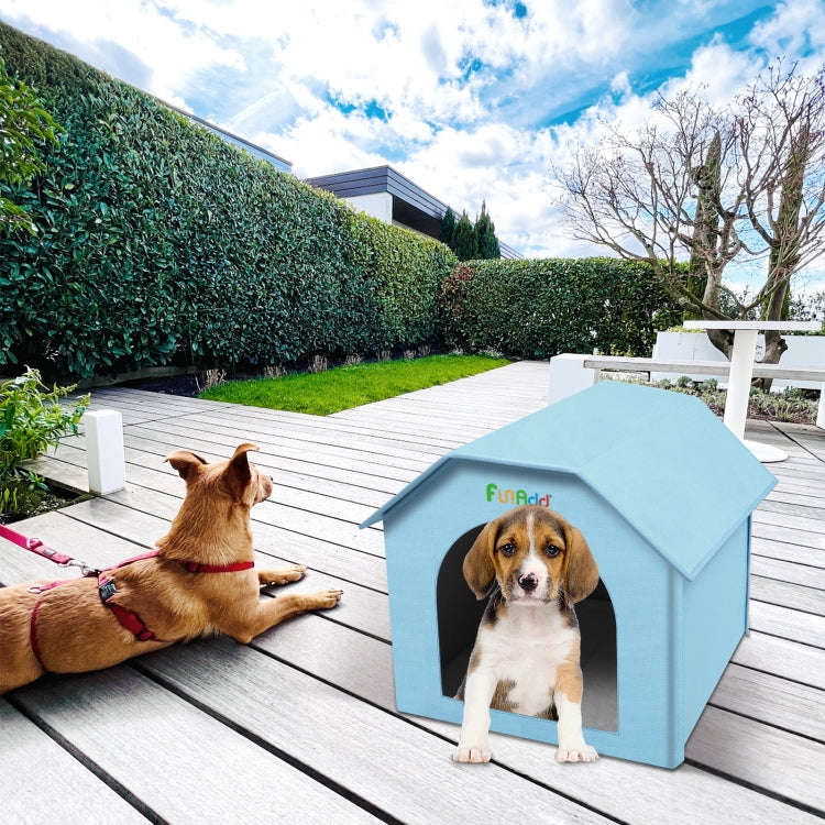 FUNADD Extra Large Folding Weatherproof Pet Houses with Removable Mat (Blue)