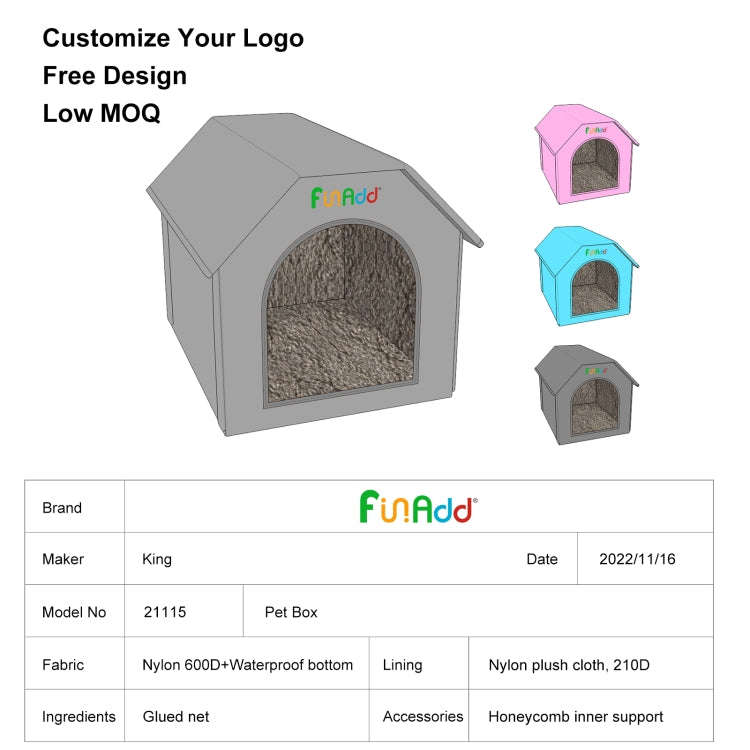 FUNADD Extra Large Folding Weatherproof Pet Houses with Removable Mat (Pink)