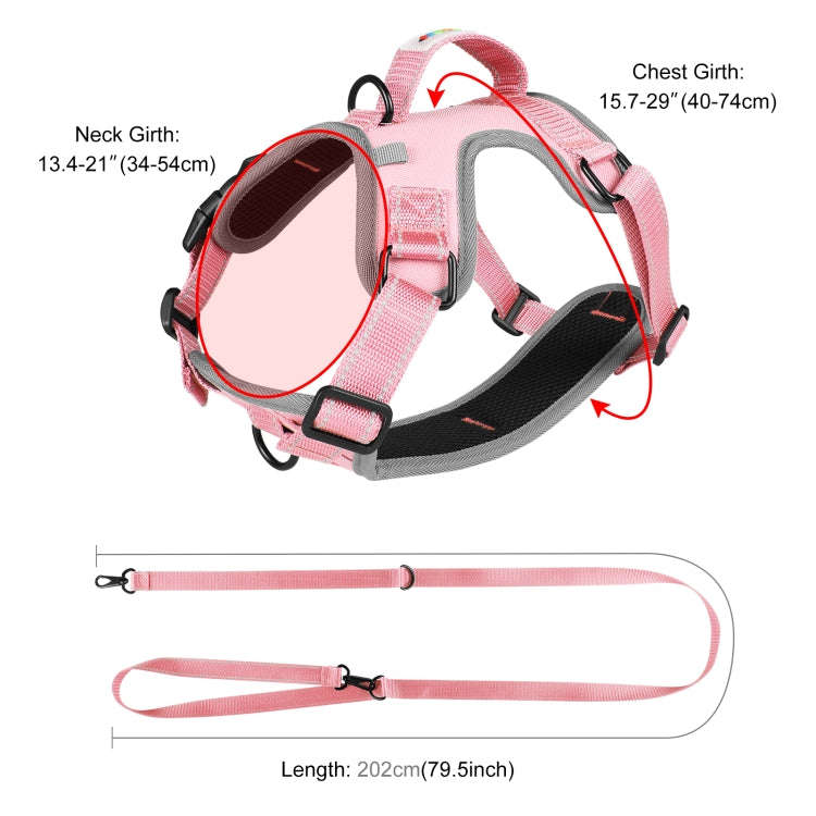 FunAdd Traction Rope Reflective Breathable Nylon Pet Vest Dog Harness, Size: M (Pink)