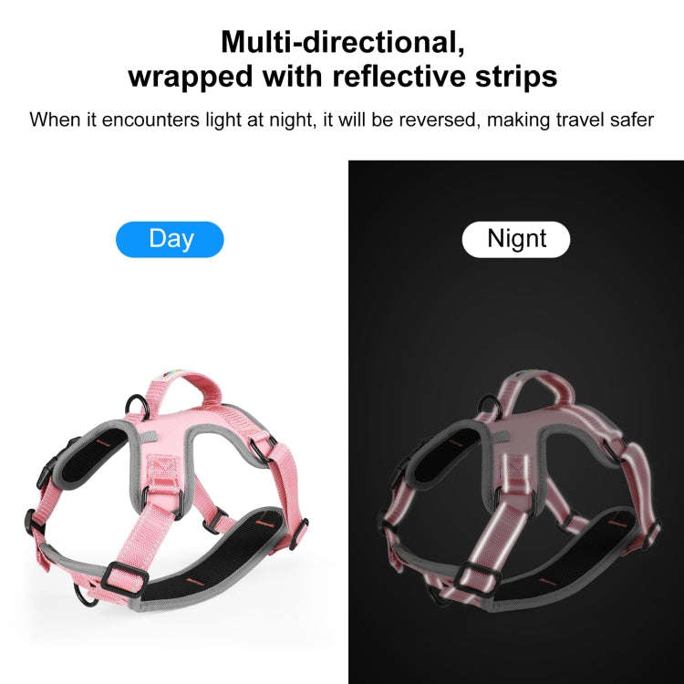 FunAdd Traction Rope Reflective Breathable Nylon Pet Vest Dog Harness, Size: M (Pink)