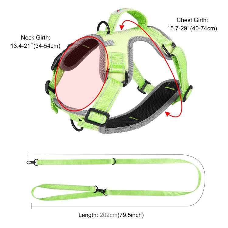 FunAdd Traction Rope Reflective Breathable Nylon Pet Vest Dog Harness, Size: M (Green)