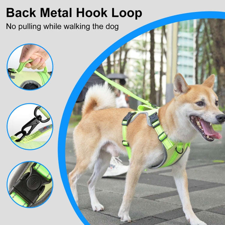 FunAdd Traction Rope Reflective Breathable Nylon Pet Vest Dog Harness, Size: M (Green)