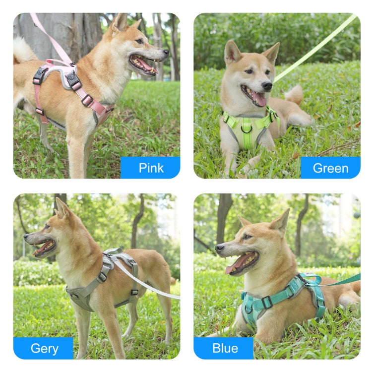 FunAdd Traction Rope Reflective Breathable Nylon Pet Vest Dog Harness, Size: M (Green)