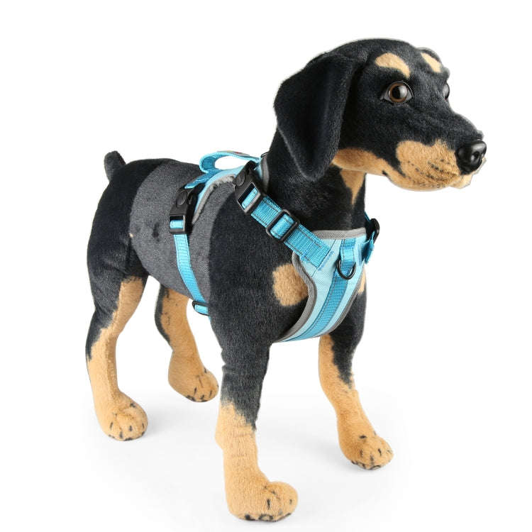 FunAdd Traction Rope Reflective Breathable Nylon Pet Vest Dog Harness, Size: M (Blue)