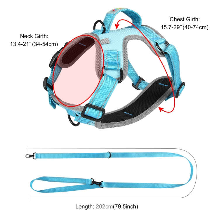 FunAdd Traction Rope Reflective Breathable Nylon Pet Vest Dog Harness, Size: M (Blue)