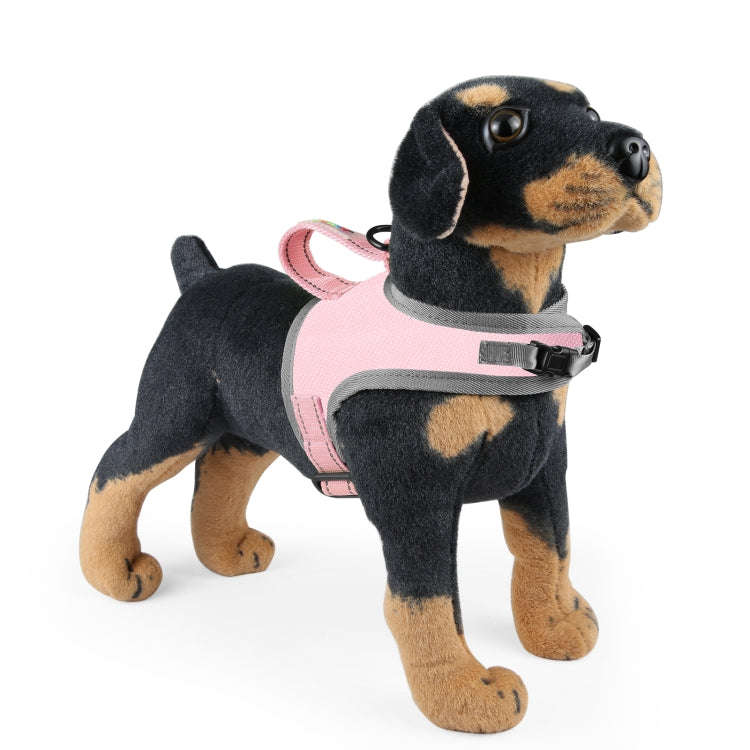 FunAdd Traction Rope Reflective Breathable Nylon Pet Vest Dog Harness, Size: S (Pink)