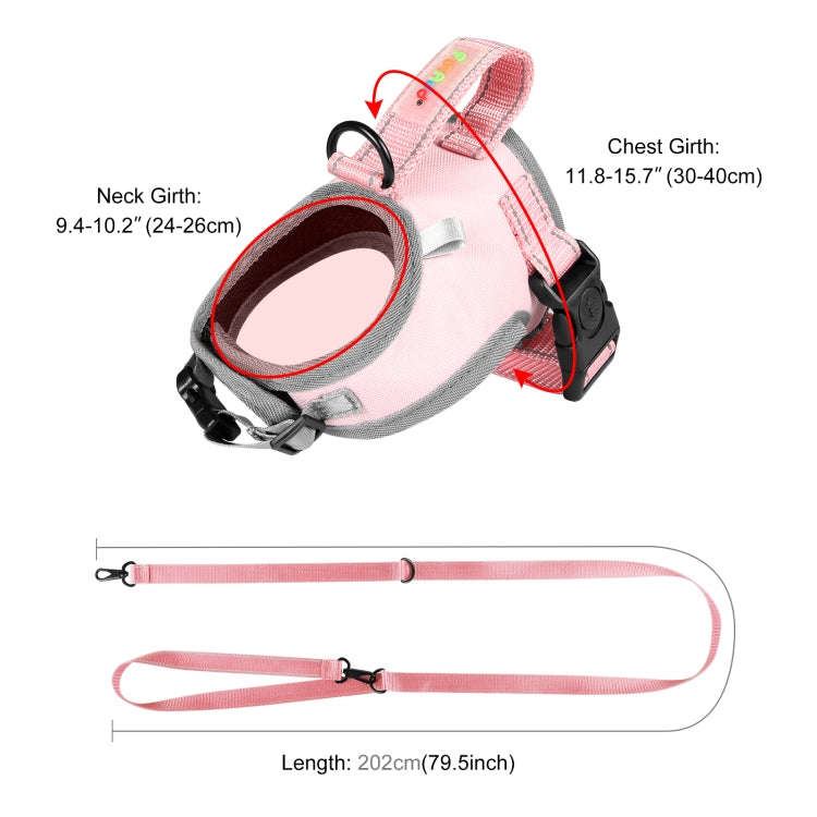 FunAdd Traction Rope Reflective Breathable Nylon Pet Vest Dog Harness, Size: S (Pink)