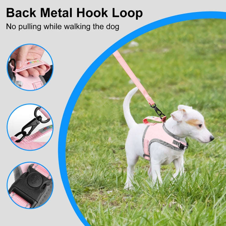 FunAdd Traction Rope Reflective Breathable Nylon Pet Vest Dog Harness, Size: S (Pink)