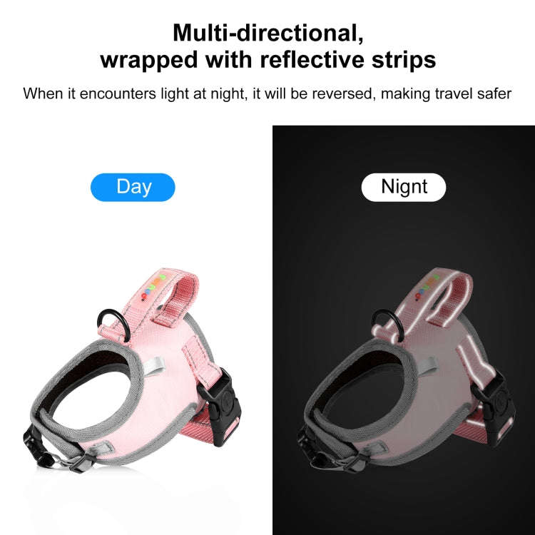 FunAdd Traction Rope Reflective Breathable Nylon Pet Vest Dog Harness, Size: S (Pink)
