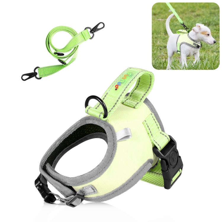 FunAdd Traction Rope Reflective Breathable Nylon Pet Vest Dog Harness, Size: S (Green)