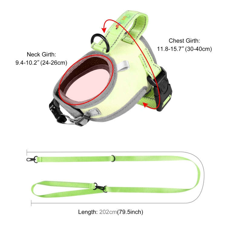 FunAdd Traction Rope Reflective Breathable Nylon Pet Vest Dog Harness, Size: S (Green)