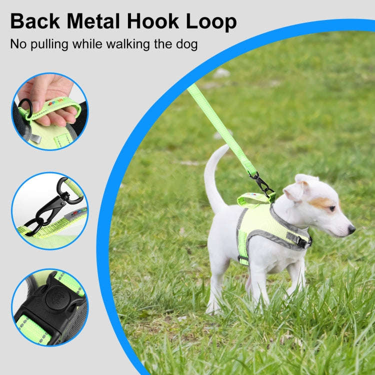 FunAdd Traction Rope Reflective Breathable Nylon Pet Vest Dog Harness, Size: S (Green)