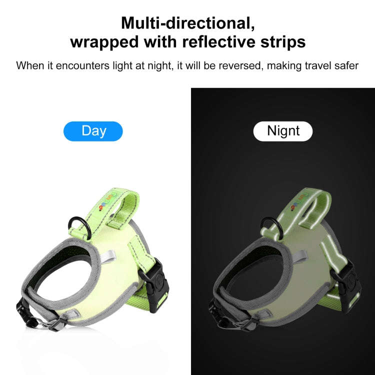 FunAdd Traction Rope Reflective Breathable Nylon Pet Vest Dog Harness, Size: S (Green)