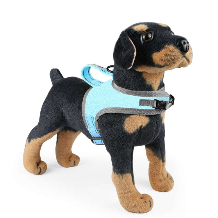 FunAdd Traction Rope Reflective Breathable Nylon Pet Vest Dog Harness, Size: S (Blue)