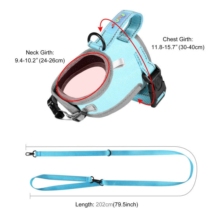 FunAdd Traction Rope Reflective Breathable Nylon Pet Vest Dog Harness, Size: S (Blue)