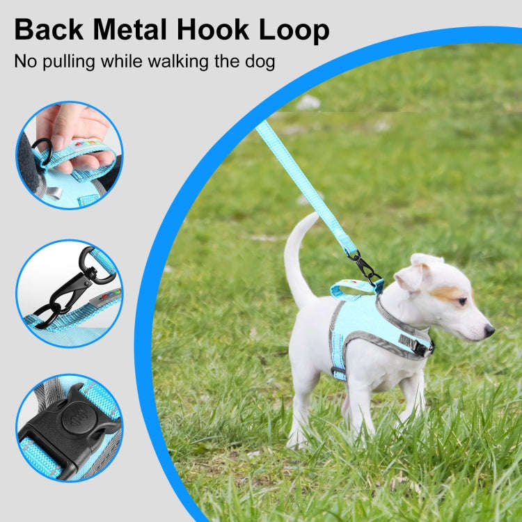 FunAdd Traction Rope Reflective Breathable Nylon Pet Vest Dog Harness, Size: S (Blue)