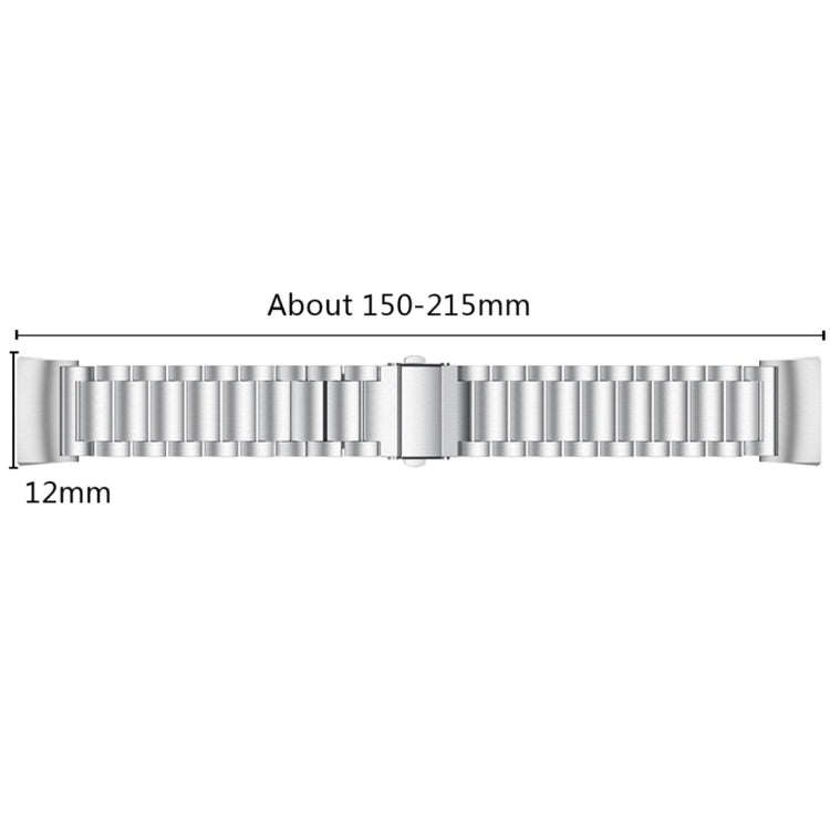 Three Beads Slingshot Buckle Solid Stainless Steel Watch Band for Fitbit Charge 4 (Silver)