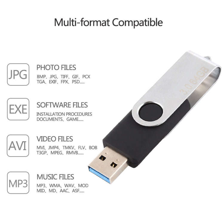 64GB Twister USB 3.0 Flash Disk USB Flash Drive (Black)