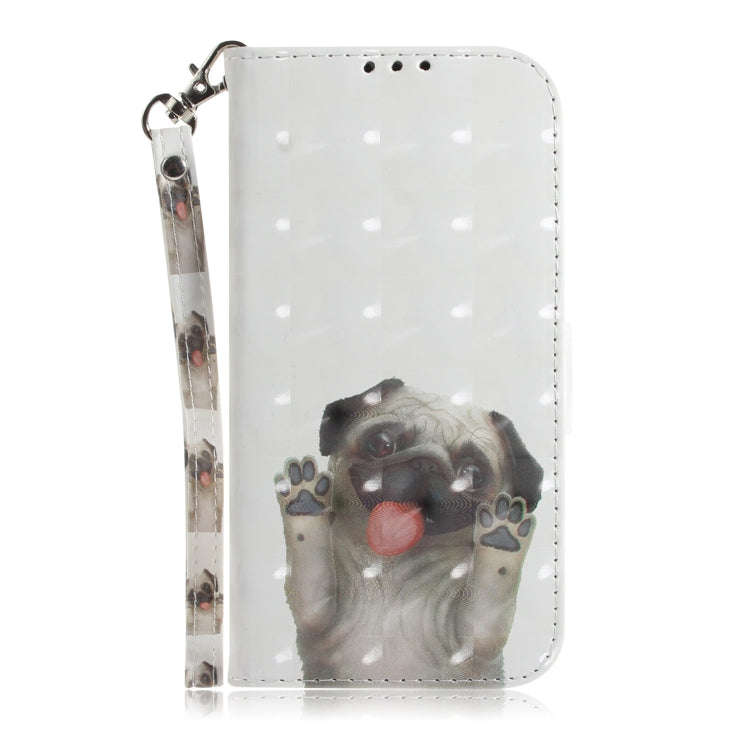 3D Painting Pug Pattern Coloured Drawing Horizontal Flip Leather Case for Google Pixel 3a XL, wit...