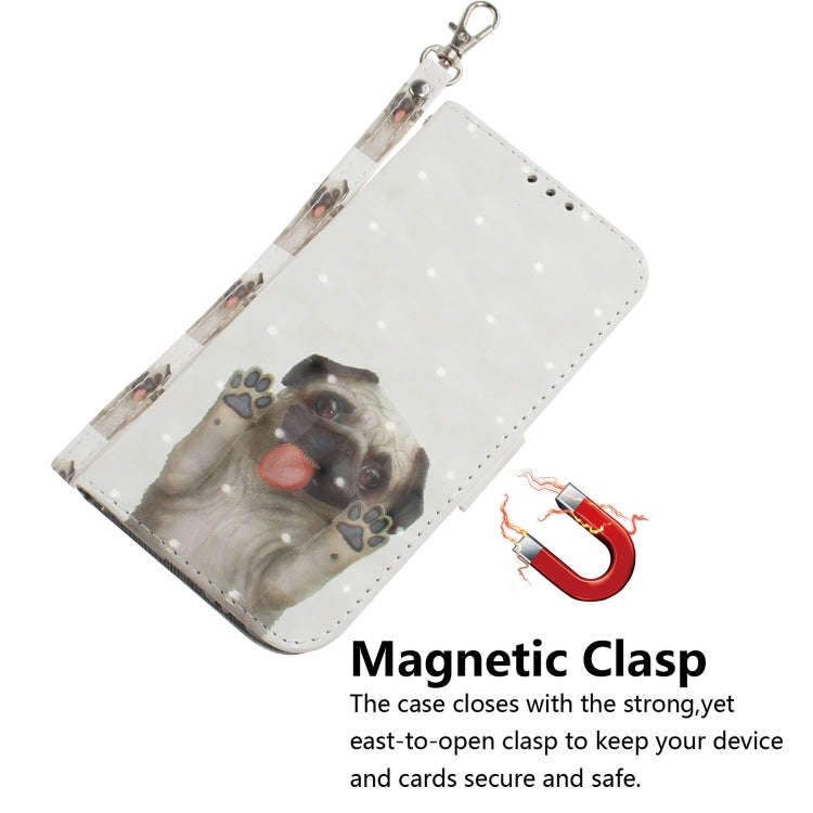 3D Painting Pug Pattern Coloured Drawing Horizontal Flip Leather Case for Google Pixel 3a XL, wit...