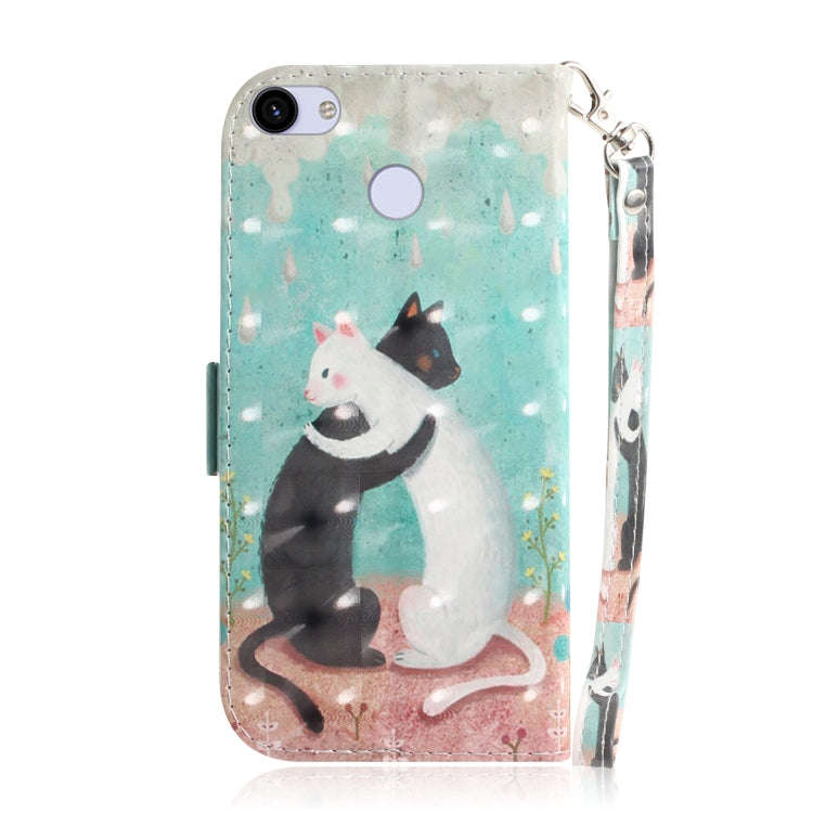 3D Painting Black White Cat Pattern Coloured Drawing Horizontal Flip Leather Case for Google Pixe...
