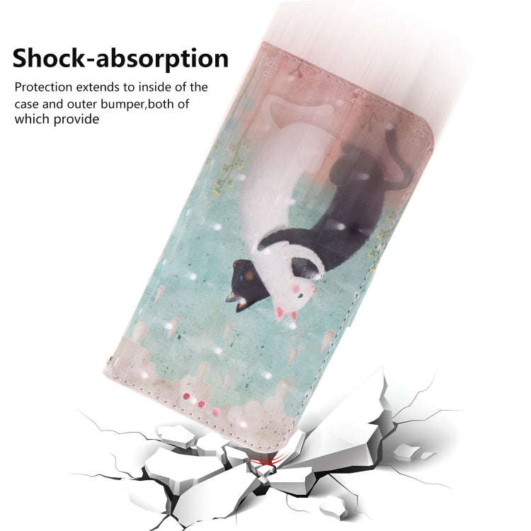 3D Painting Black White Cat Pattern Coloured Drawing Horizontal Flip Leather Case for Google Pixe...