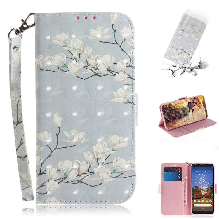 3D Painting Mognolia Pattern Coloured Drawing Horizontal Flip Leather Case for Google Pixel 3a XL...
