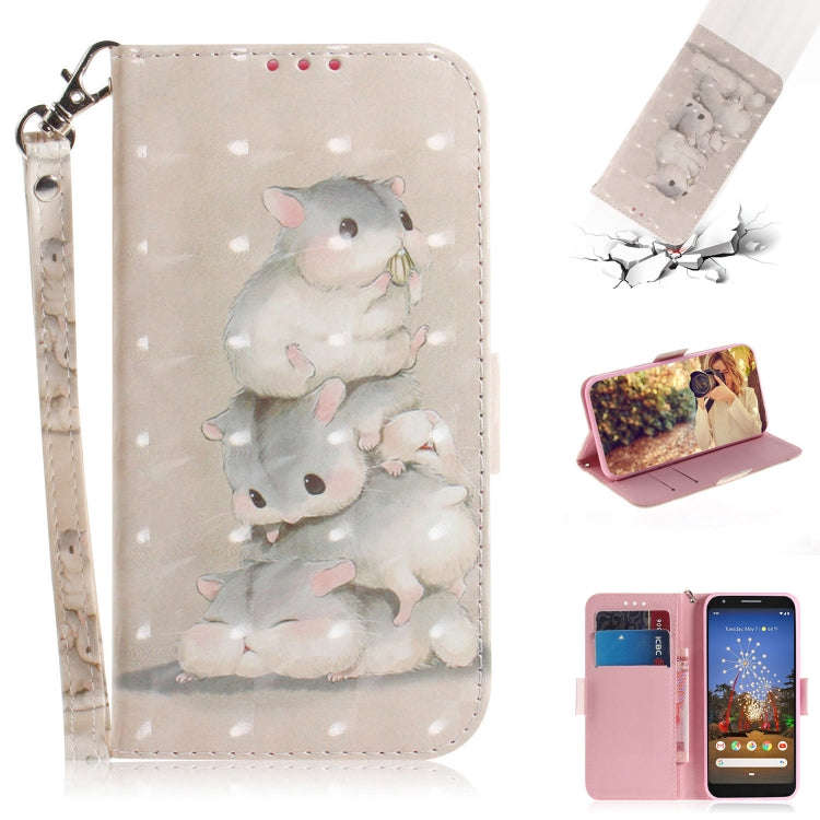 3D Painting Three Squirrels Pattern Coloured Drawing Horizontal Flip Leather Case for Google Pixe...