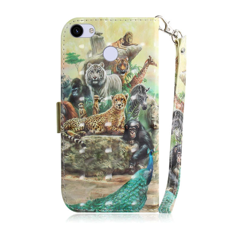3D Painting Zoo Pattern Coloured Drawing Horizontal Flip Leather Case for Google Pixel 3a XL, wit...