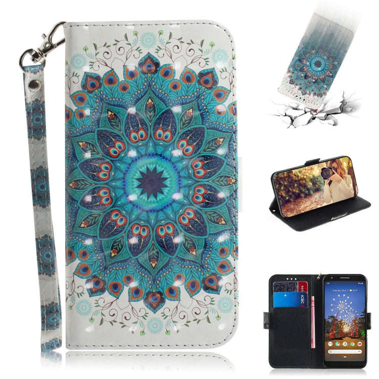 3D Painting Peacock Wreath Pattern Coloured Drawing Horizontal Flip Leather Case for Google Pixel...