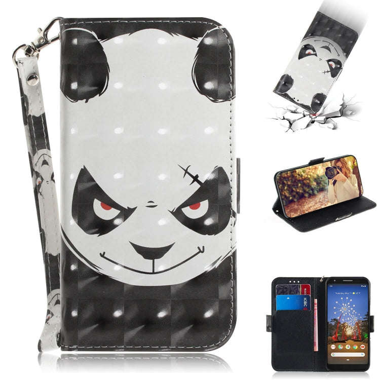 3D Painting Angry Bear Pattern Coloured Drawing Horizontal Flip Leather Case for Google Pixel 3a ...