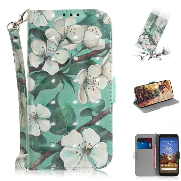 3D Painting Watercolor Flower Pattern Coloured Drawing Horizontal Flip Leather Case for Google Pi...