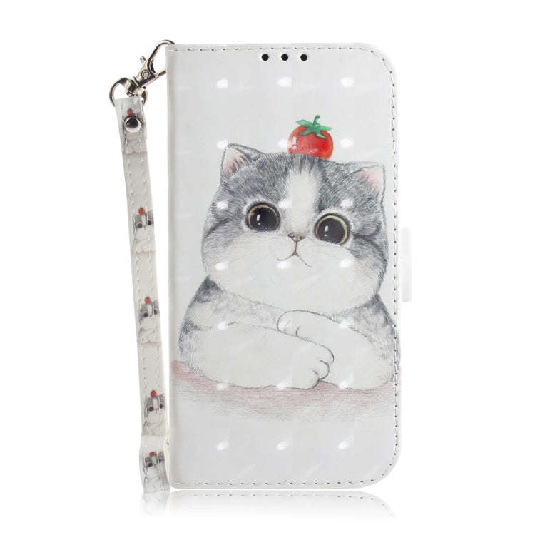 3D Painting Cute Cat Pattern Coloured Drawing Horizontal Flip Leather Case for Google Pixel 3a, w...