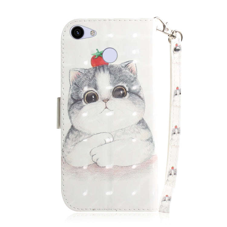 3D Painting Cute Cat Pattern Coloured Drawing Horizontal Flip Leather Case for Google Pixel 3a, w...