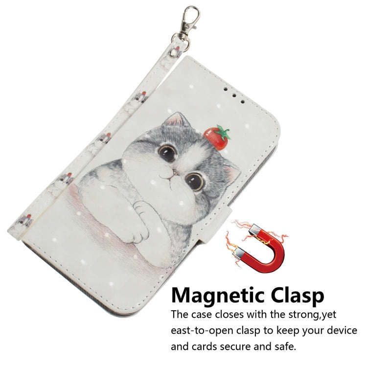 3D Painting Cute Cat Pattern Coloured Drawing Horizontal Flip Leather Case for Google Pixel 3a, w...