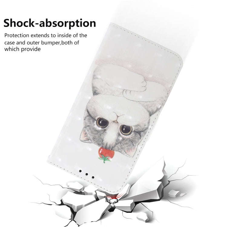 3D Painting Cute Cat Pattern Coloured Drawing Horizontal Flip Leather Case for Google Pixel 3a, w...