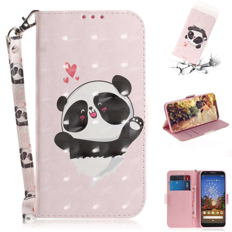 3D Painting Love Bear Pattern Coloured Drawing Horizontal Flip Leather Case for Google Pixel 3a, ...