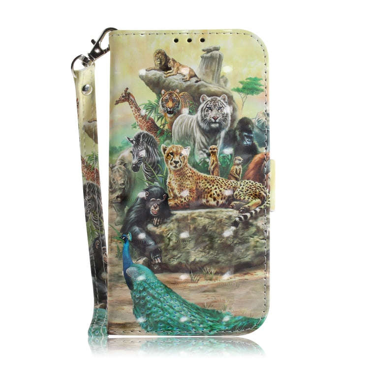 3D Painting Zoo Pattern Coloured Drawing Horizontal Flip Leather Case for Google Pixel 3a, with H...