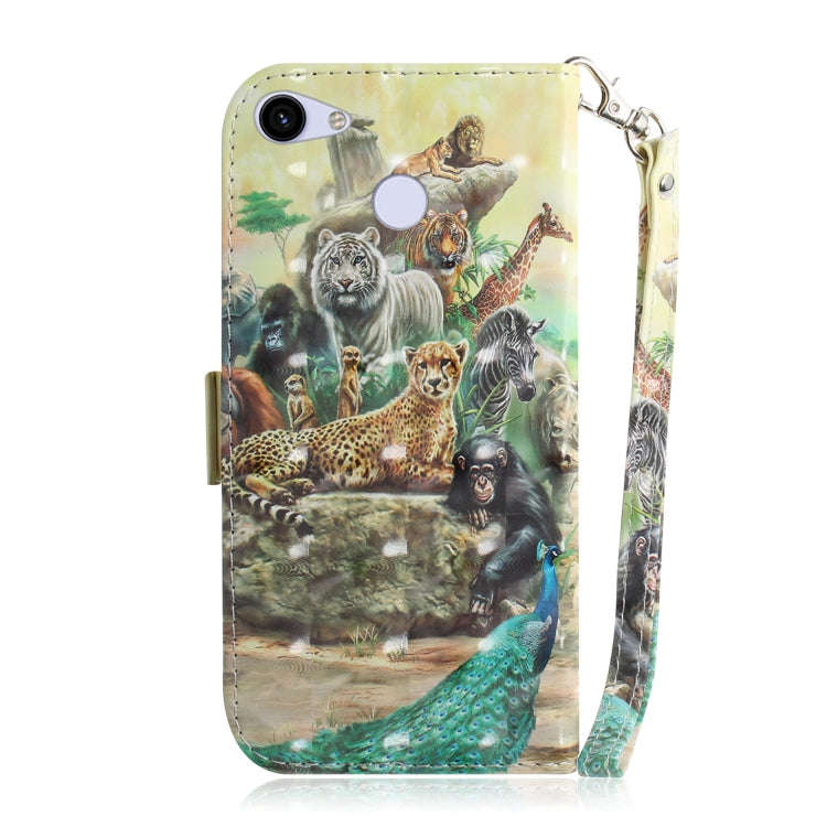 3D Painting Zoo Pattern Coloured Drawing Horizontal Flip Leather Case for Google Pixel 3a, with H...