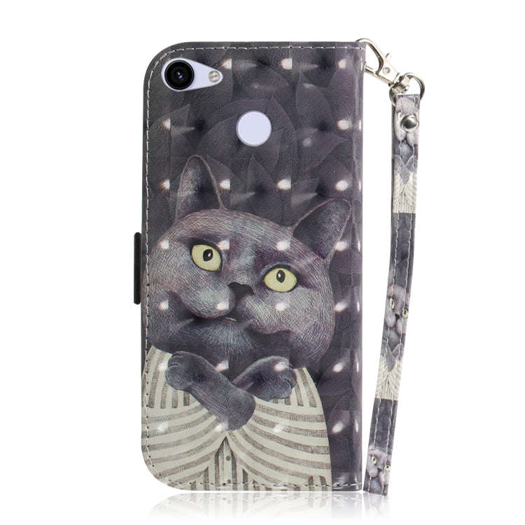 3D Painting Embrace Cat Pattern Coloured Drawing Horizontal Flip Leather Case for Google Pixel 3a...