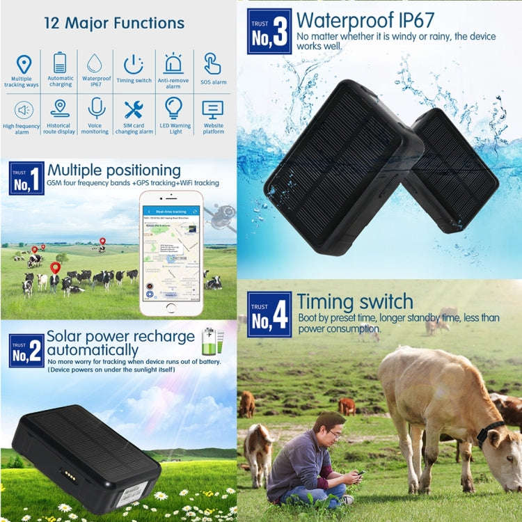 RF-V34 Sheep Cow Cattle Livestock IP67 Waterproof Solar GSM GPS WiFi Tracking without Fixed Botto...