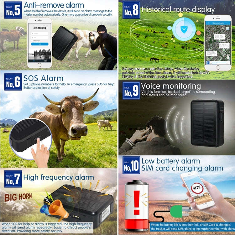 RF-V34 Sheep Cow Cattle Livestock IP67 Waterproof Solar GSM GPS WiFi Tracking without Fixed Botto...