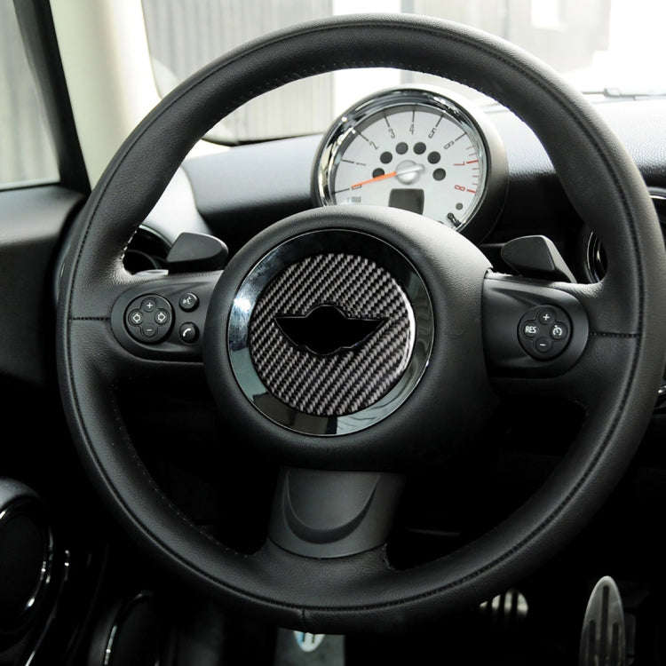 Car Steering Wheel Logo R Chassis Carbon Fiber Decorative Sticker for BMW MINI R55 / R56 / Countr...